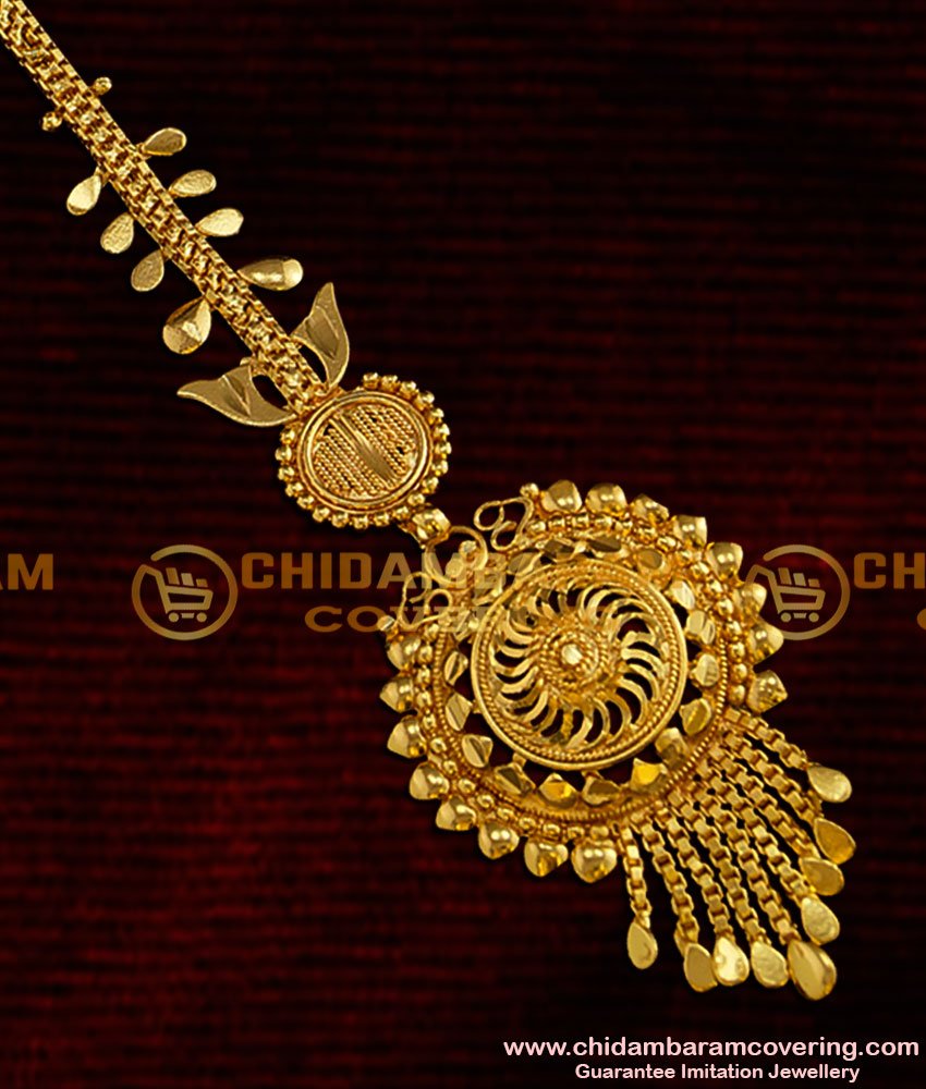 NCT002 - Medium Size Gold Plated Traditional Nethichutti / Maang Tikka Design Buy Online