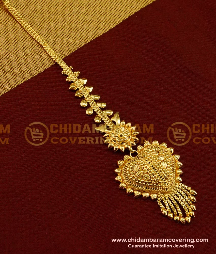 Buy New Design Heart Shape Gold Plated Maang Tikka Design for Women