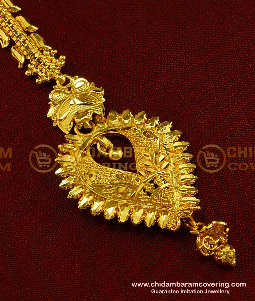 NCT087 - Look Like Gold Design Forming Gold Plated Nethi Chuti / Maang Tikka Buy Online