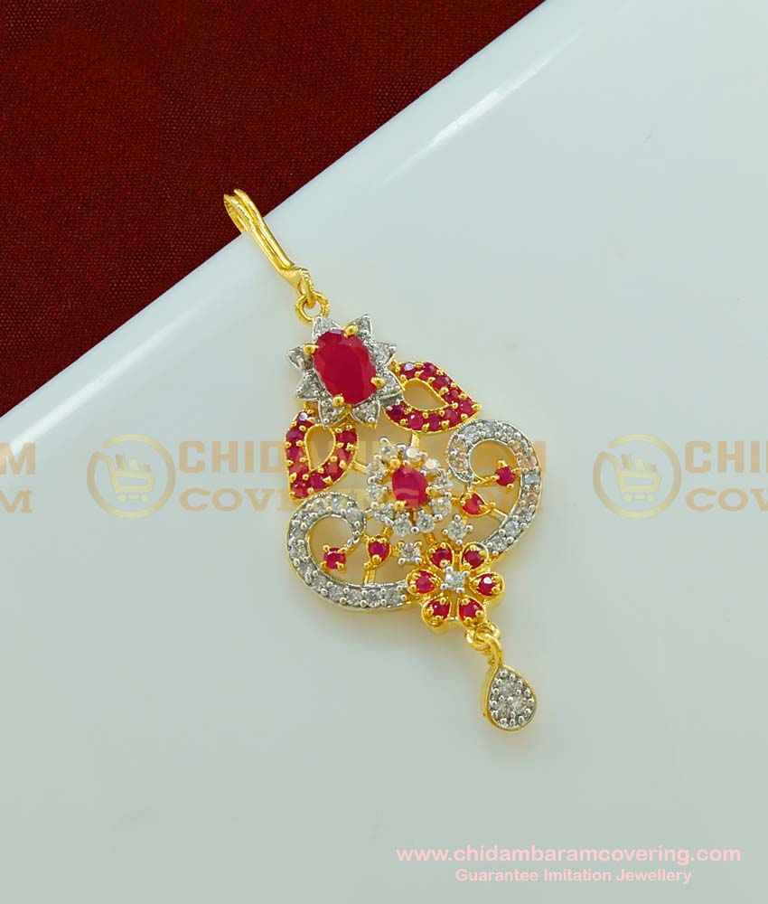 Nct097 - Indian Wedding Jewellery Short CZ Stone Maang Tikka for Front Puff Hairstyle  