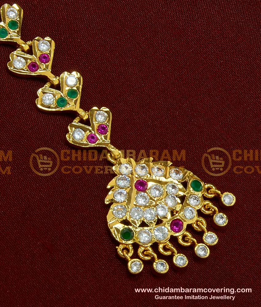 NCT115 - Traditional Gold Design Impon Multi Stone Nethi Chutti South Indian Jewellery 