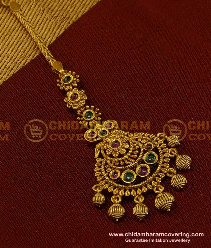 NCT144 - Bridal Wear Antique Finish Nethi Chutti Designs Papadi Billa Kundan Stone Jewellery