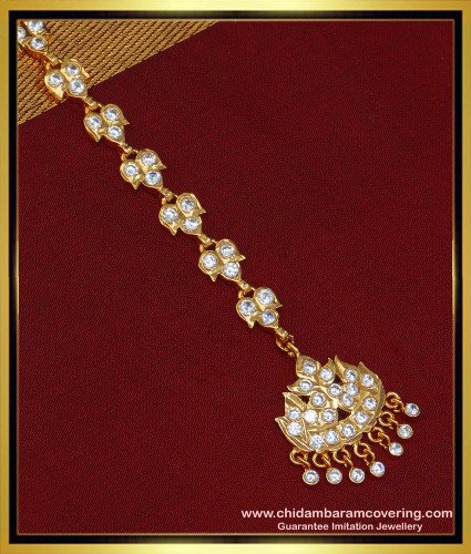 NCT196 - Impon Jewelry South Indian Marriage Pure Gold Plated Maang Tikka Designs Online