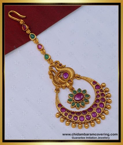 NCT239 - Premium Quality Nagas Jewellery Antique Peacock Design Panjabi Maang Tikka Online