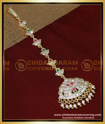 NCT294 - Bridal Wear Gold Design Impon 1 Gram Gold Maang Tikka Online