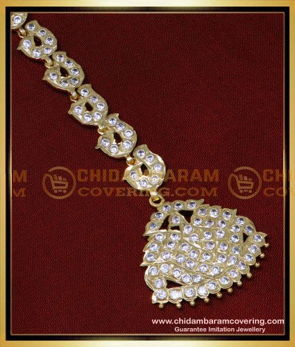 NCT299 - Gold Design White Stone Nethi Chutti Design Impon Jewellery 