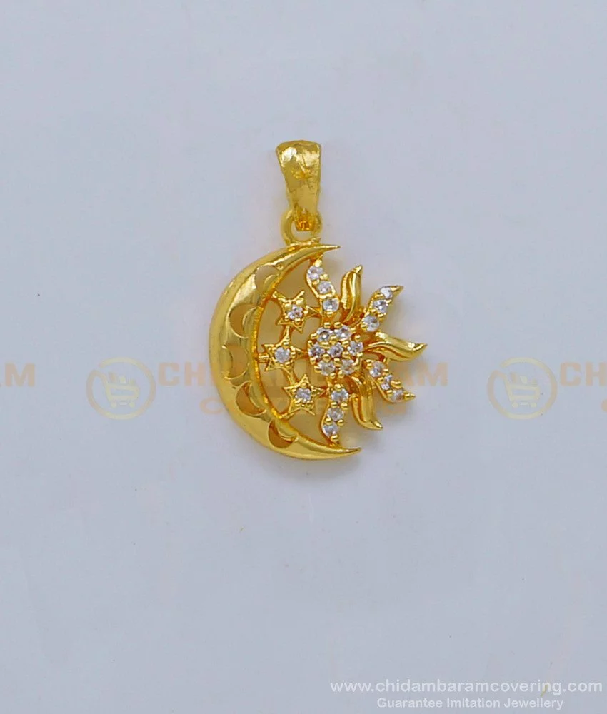Buy Unique American Diamond White Stone Small Gold Pendant Design ...