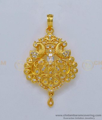 PND070 - Elegant White Stone Gold Pendant Designs and Gold Locket Designs for Women 