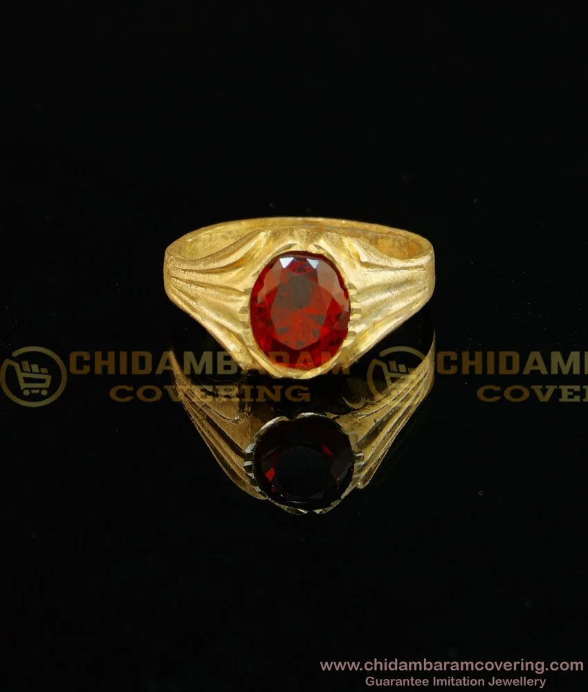 Navaratna Panchdhatu Golden Ring with Muga and 9 Semi Precious Gemstones  for Women Available in All Sizes With Gold Storage Box