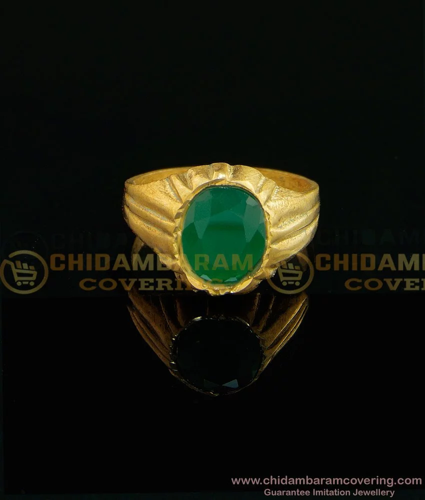 rng013 impon rasi kal mothitam original panchdhatu ring gold plated emerald ring for men 2
