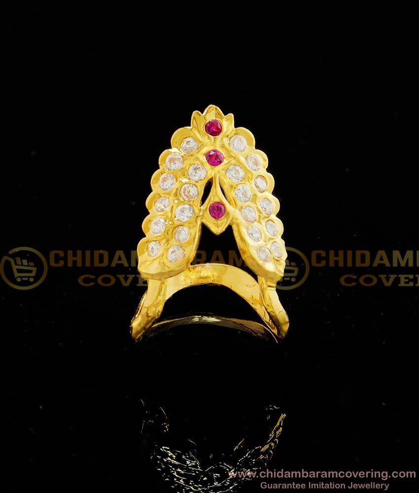 RNG034 - Impon Traditional South Indian Vangi Ring Panchaloha Jewellery Stone Vangi Mothiram 