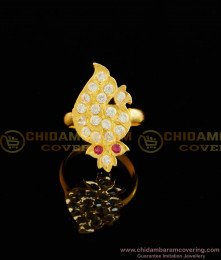 RNG038 - Elegant Peacock Design Finger Ring Impon Gold Design Stone Ring Imitation Jewellery 