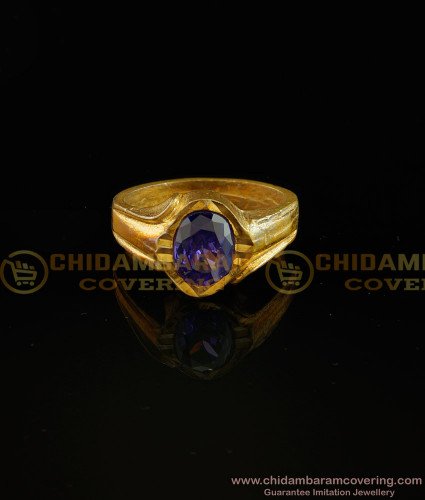RNG053 - Pure Impon Original Color Daily Wear Blue Stone Ring for Men