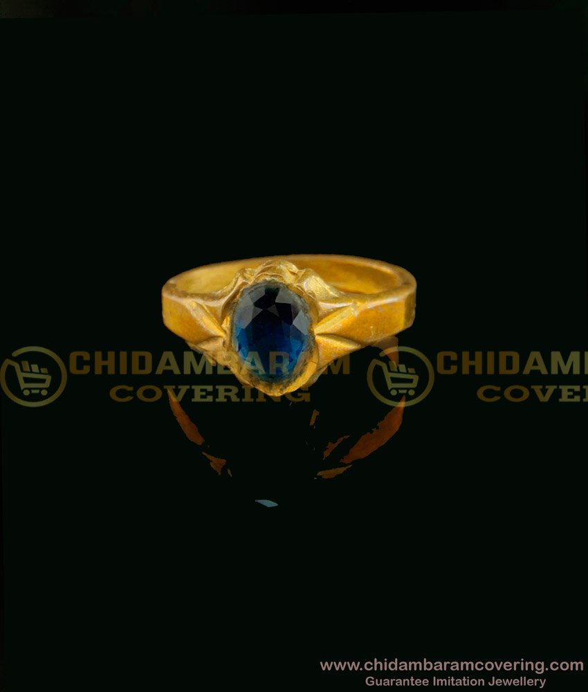 RNG054 - Pure Impon Original Color Daily Wear Blue Stone Panchaloham Ring