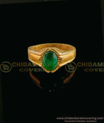 RNG057 - Original 5 Metal Jewellery Natural Colour Emerald Stone Daily Wear Impon Men’s Ring