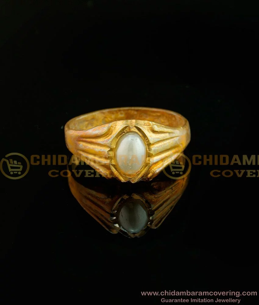 Exotic Leaf Style Pearl Ring (Golden) - Modi Pearls Exotic Leaf Style Pearl  Ring (Golden)