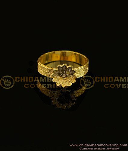 RNG106 - Elegant Flower Design Gold Plated Plain Gold Ring Design Ladies Ring Online 