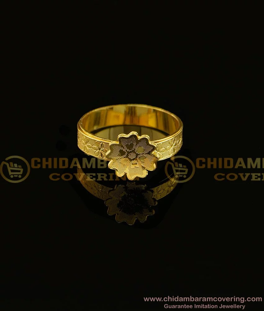 Buy Elegant Flower Design Gold Plated Plain Gold Ring Design ...