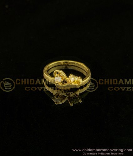 RNG123 - Simple Modern Stone Ring Gold Plated Finger Ring for Girls