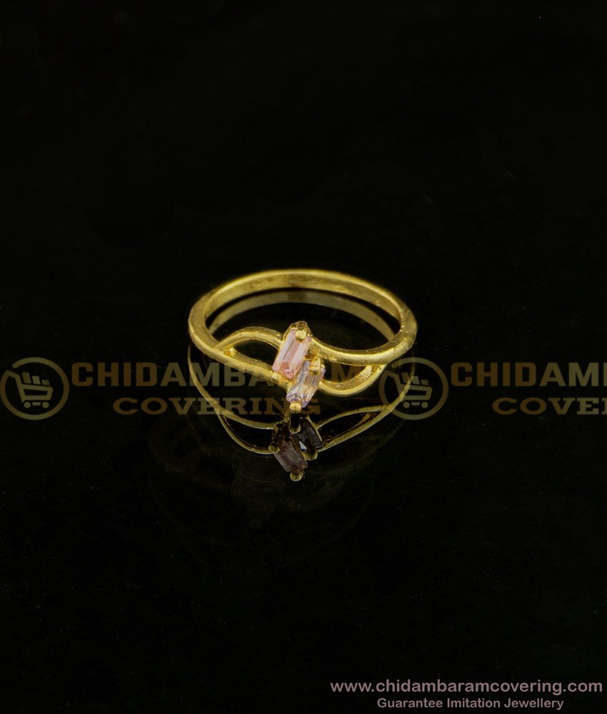 RNG124 - One Gram Simple Modern Light Weight Thin Stone Ring for Girls