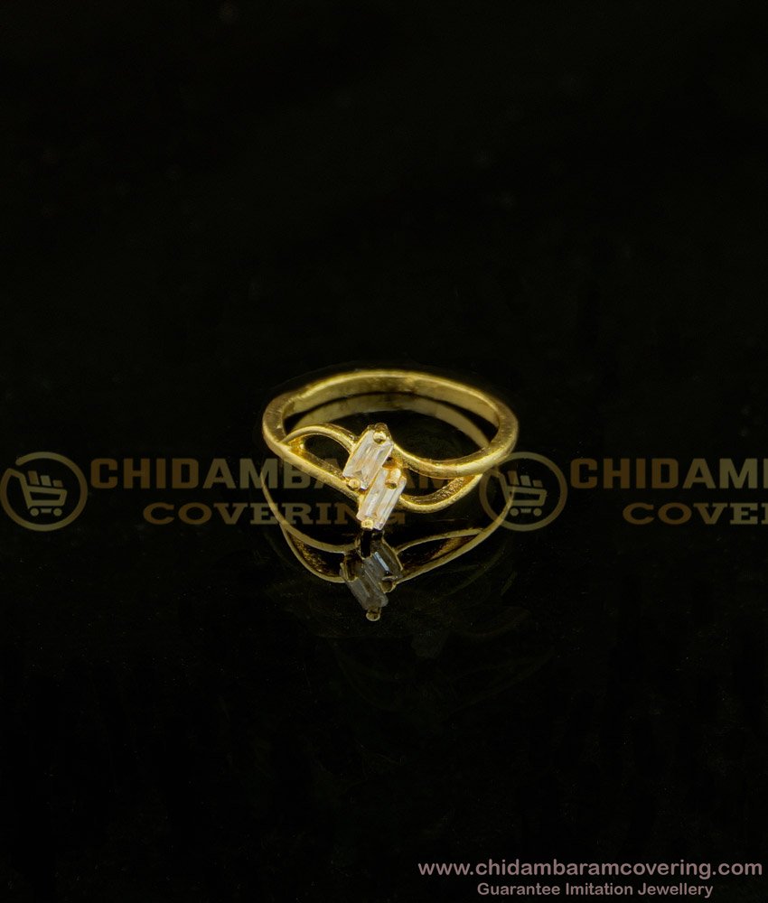 RNG125 - Ladies Simple Finger Ring One Gram Gold White Stone Ring Buy Online