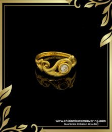 RNG148 - One Gram Gold Cute Single White Stone Mango Design Ladies Finger Ring 
