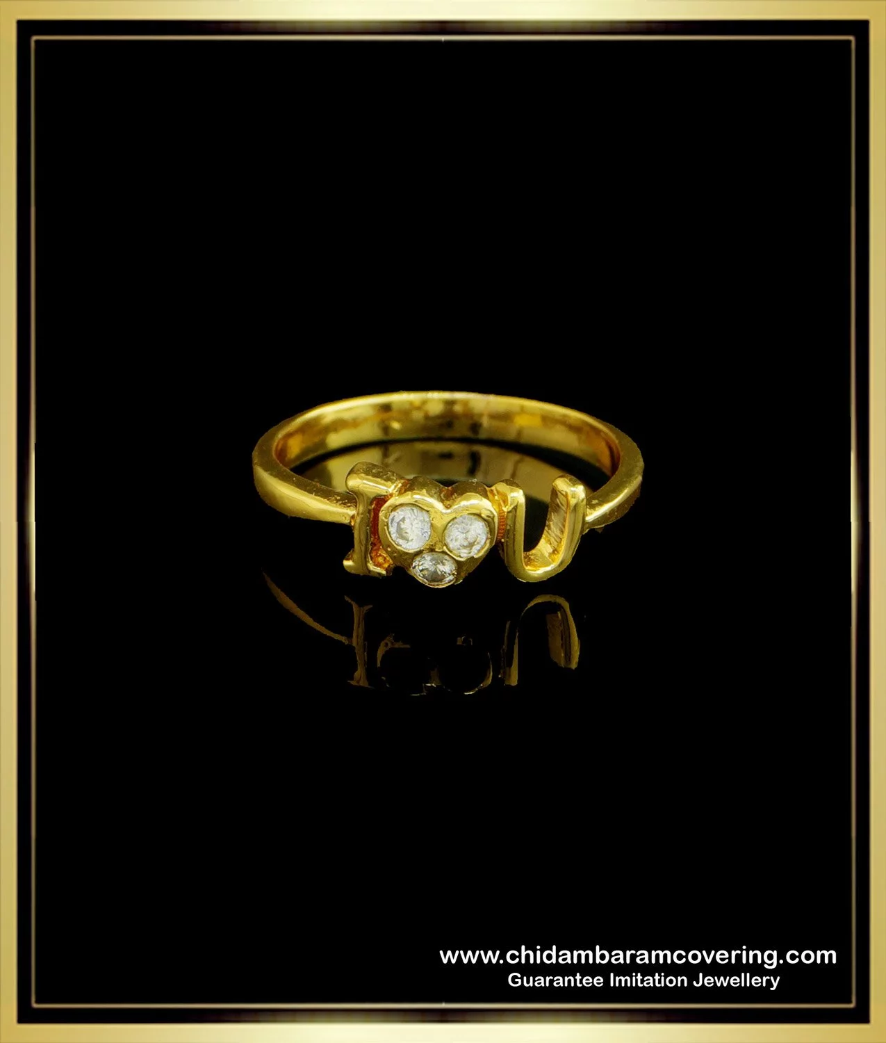 Double Band Love Heart Ring with Diamond - Abhika Jewels