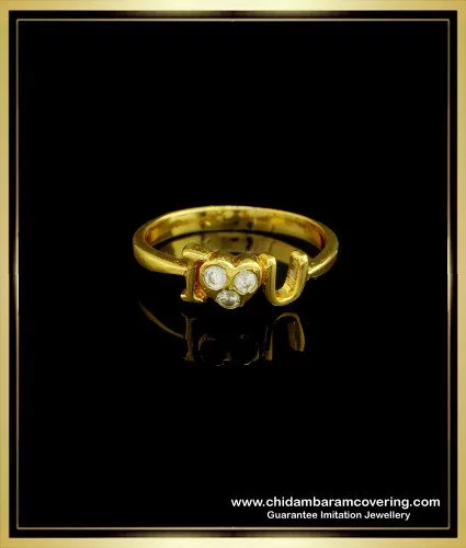 Two-Tone Gold Ladies I Love You Double Two Finger Ring with Dotted Design  (JL# R9329) - Jewelry Liquidation