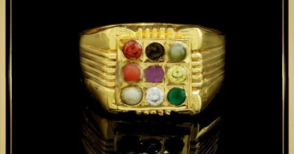 23k Gold and Diamond Polki Navratna Ring with Pearl Spikes – G. K. Ratnam