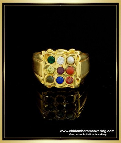 RNG168 - One Gram Gold Guarantee Jewellery Impon Navaratna Rasikal Ring Buy Online 