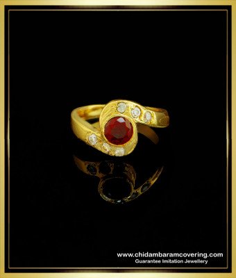 RNG174 - Latest Impon One Gram Gold Stone Ring Collections For Women 