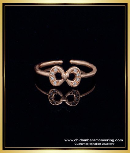 RNG183 - Cute Bow Ring Rose Gold Thin Adjustable Ring for Women 