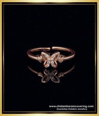 RNG184 - Beautiful Butterfly Design Rose Gold Adjustable Finger Ring for Female  