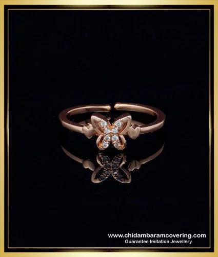 rng184 beautiful butterfly design rose gold adjustable finger ring for female 1