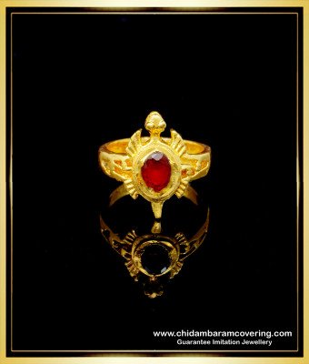 RNG253 - Attractive Ruby Stone Impon Turtle Ring Gold Design for Ladies 