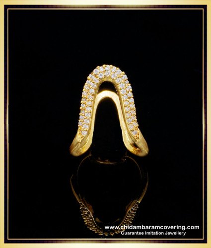 RNG278 - Five Metal Daily Use White Stone Modern Vangi Ring Design for Ladies 