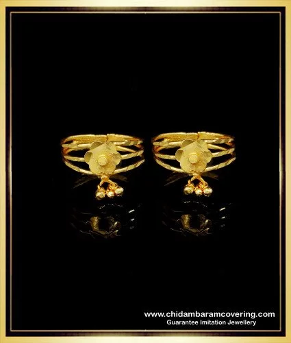 rng282 gold plated adjustable latest womens toe ring design online 1