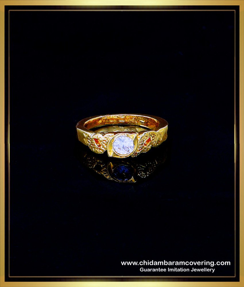 Gold Design White Stone Original Impon Finger Ring for Girls