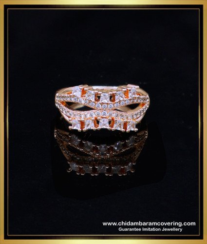 RNG383 - Buy Modern Daily Use White Stone Rose Gold Ring Women