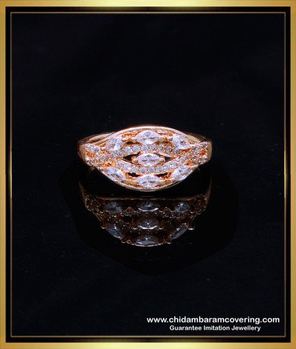 RNG386 - Modern Fancy White Stone Gold Ring Design for Female
