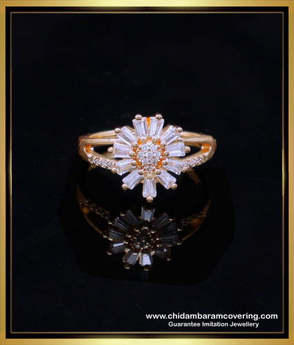 RNG393 - Elegant Fancy White Stone Gold Ring Design for Female