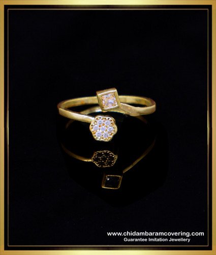 RNG419 - Elegant White Stone Ladies Rings Gold Design Impon Ring